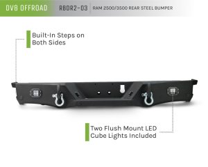 Ram 2500 Rear Bumper - DV8 Offroad - RBDR2-03 with Corner Footsteps and LED Lights - `19-`21